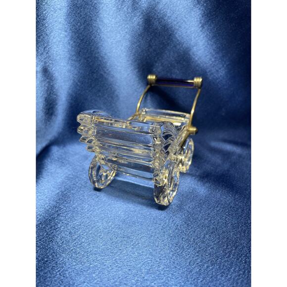 Miniature Kristacolor Leaded Chrystal Baby Buggy Carriage - Picture 5 of 6